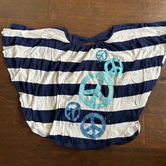 Other - Justice Girls Blouse Sz 8/10 Striped Peace Sign 4125